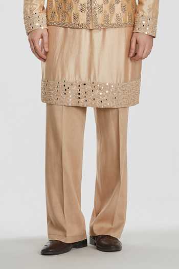 Abhinav Mishra Beige Cotton, Chanderi, Twill Embroidery, Shrine Elite Bundi And Kurta Set Online at Aza Fashions Abhinav Mishra_Beige Cotton, Chanderi, Twill Embroidery, Shrine Elite Bundi And Kurta Set _Online_at_Aza_Fashions
