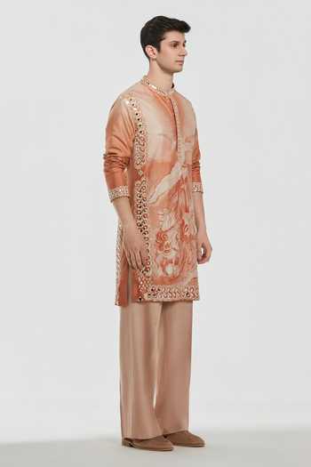 Buy Abhinav Mishra Multi Color Chanderi, Cotton, Twill Shrine Embroidered Kurta Set Online at Aza Fashions Buy_Abhinav Mishra_Multi Color Chanderi, Cotton, Twill Shrine Embroidered Kurta Set _Online_at_Aza_Fashions