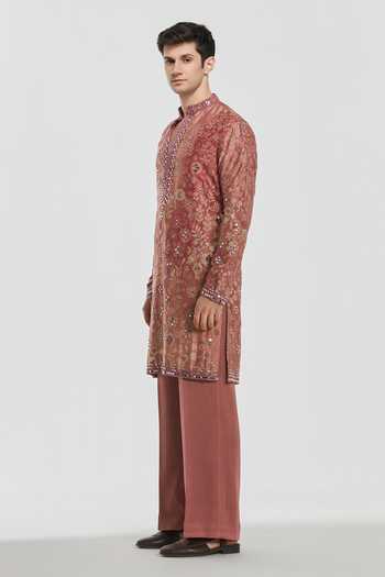Buy Abhinav Mishra Multi Color Chanderi, Cotton, Twill Shrine Printed And Embroidered Kurta Set Online at Aza Fashions Buy_Abhinav Mishra_Multi Color Chanderi, Cotton, Twill Shrine Printed And Embroidered Kurta Set _Online_at_Aza_Fashions