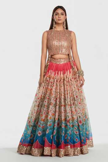 Abhinav Mishra Embroidered Blouse & Lehenga Set 