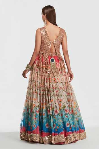 Abhinav Mishra Embroidered Blouse & Lehenga Set 