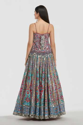 Abhinav Mishra Mirror Work Peplum Top & Lehenga Set 