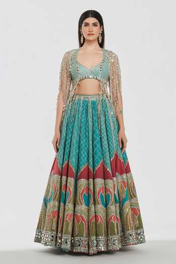 Abhinav Mishra Mirror Work Blouse & Lehenga Set 