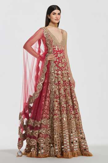 Abhinav Mishra Mirror Work Anarkali With Dupatta