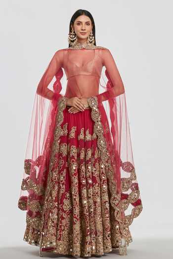 Abhinav Mishra Floral Embroidered Lehenga Set 