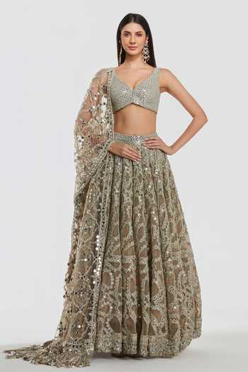 Abhinav Mishra Mirror Work Blouse Lehenga Set 