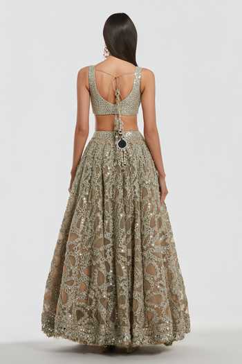 Abhinav Mishra Mirror Work Blouse Lehenga Set 