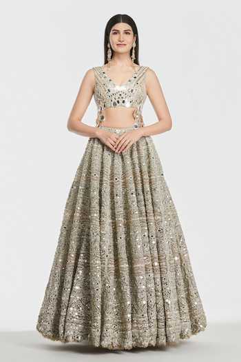 Abhinav Mishra Gota Embroidered Lehenga Set 