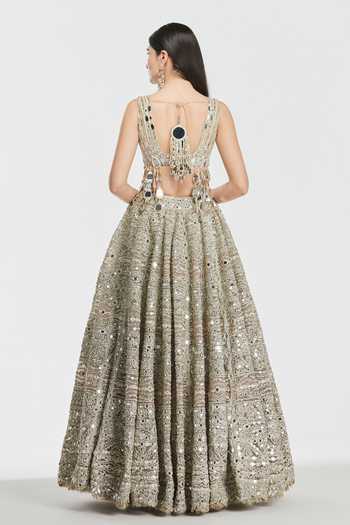 Abhinav Mishra Gota Embroidered Lehenga Set 