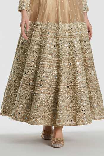 Abhinav Mishra Gold Tissue, Net Scoop Neck Mirror Embroidered Anarkali Set at Aza Fashions Abhinav Mishra_Gold Tissue, Net Scoop Neck Mirror Embroidered Anarkali Set _at_Aza_Fashions