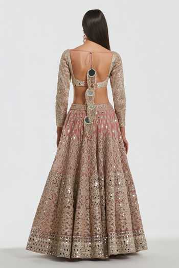 Abhinav Mishra Mirror Work Blouse Lehenga Set 