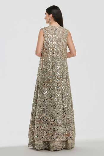 Abhinav Mishra Mirror Work Jacket Lehenga Set 
