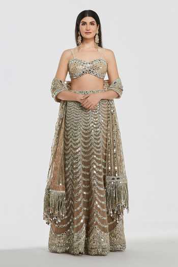 Abhinav Mishra Mirror Work Lehenga Blouse Set 