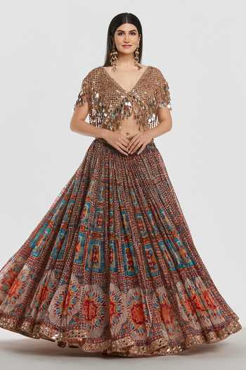 Abhinav Mishra Embroidered Blouse With Lehenga 