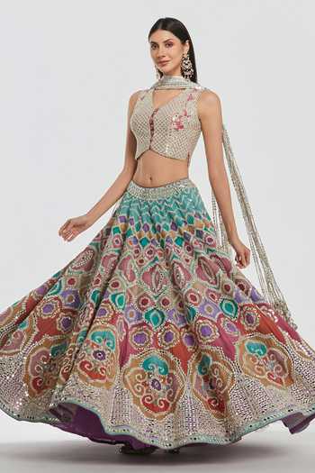 Abhinav Mishra Mirror Embroidered Lehenga Set 