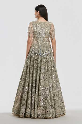 Abhinav Mishra Mirror Work Blouse & Lehenga Set 