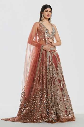 Abhinav Mishra Mirror Work Blouse Lehenga Set 