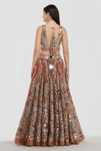 Abhinav Mishra Mirror Work Blouse Lehenga Set 