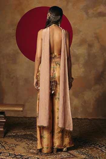 SAANJH BY LEA Mira Embroidered Tassel Kurta Sharara Set 