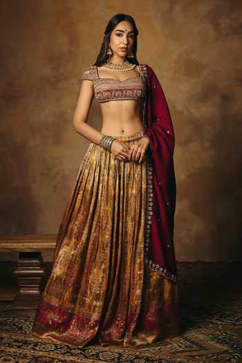 SAANJH BY LEA Amaira Banarasi Woven Lehenga Set 