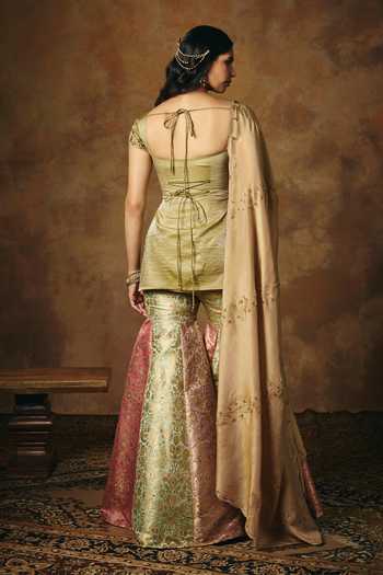 SAANJH BY LEA Chandrika Banarasi Woven Sharara Set 