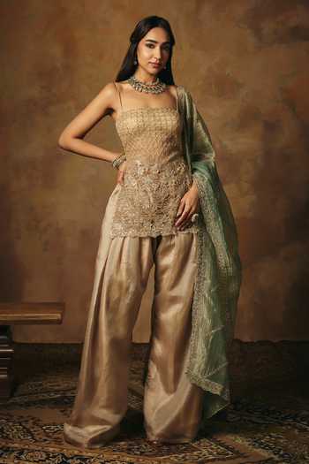 SAANJH BY LEA Aarunya Embroidered Kurta Farshi Salwar Set 