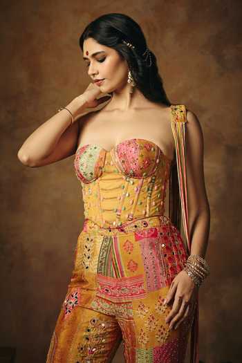 SAANJH BY LEA Hand Embroidered Patchwork Corset 