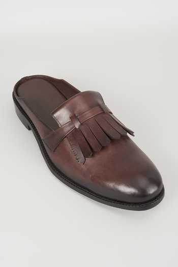 Salil Bhatia Espresso Leather Kiltie Mules