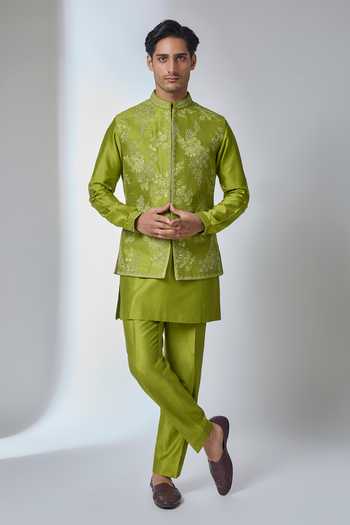 Salil Bhatia Hand Embroidered Nehru Jacket & Kurta Set 