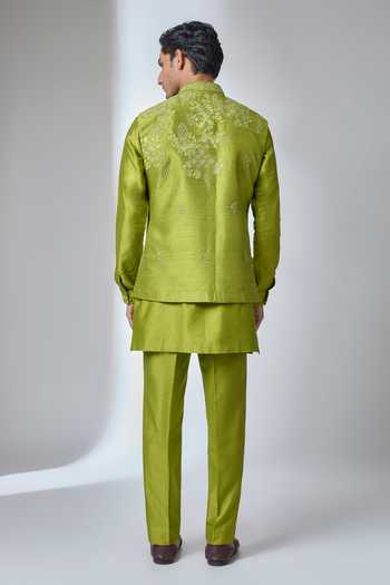 Salil Bhatia Hand Embroidered Nehru Jacket & Kurta Set 