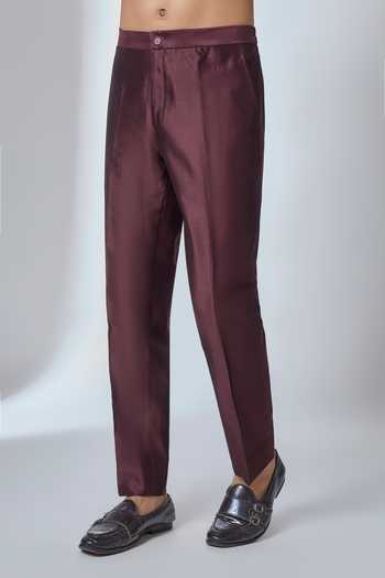 Salil Bhatia Wine Georgette, Silk, Chanderi Embossed Threadwork Jacket And Kurta Set Online at Aza Fashions Salil Bhatia_Wine Georgette, Silk, Chanderi Embossed Threadwork Jacket And Kurta Set _Online_at_Aza_Fashions