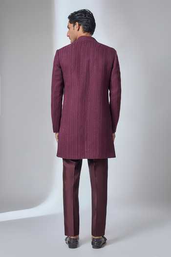 Salil Bhatia Embossed Threadwork Jacket & Kurta Set 