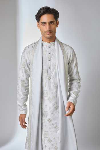 Buy Salil Bhatia Blue Silk, Satin, Modal Zari Embellished Kurta Set Online at Aza Fashions Buy_Salil Bhatia_Blue Silk, Satin, Modal Zari Embellished Kurta Set _Online_at_Aza_Fashions