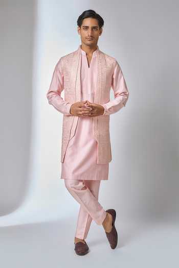 Salil Bhatia Layered Long Jacket Kurta Set 