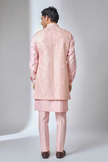 Salil Bhatia Layered Long Jacket Kurta Set 