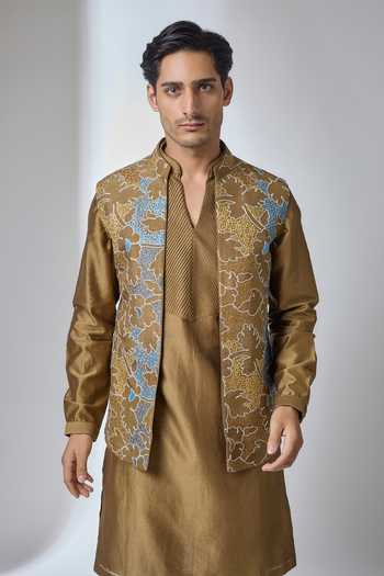 Buy_Salil Bhatia_Multi Color , , Antique Multicolour Open Bundi Set _Online_at_Aza_Fashions