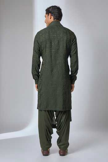 Salil Bhatia Embossed Threadwork Kurta Set 
