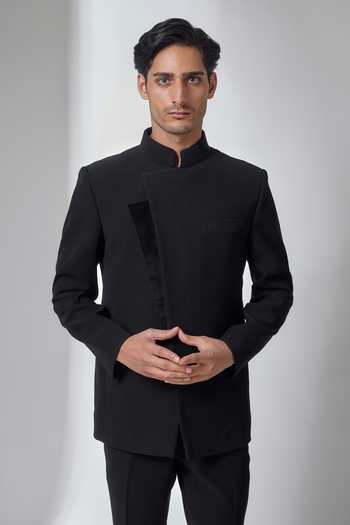 Buy Salil Bhatia Black Panelled Bandhgala And Pant Set Online at Aza Fashions Buy_Salil Bhatia_Black Panelled Bandhgala And Pant Set _Online_at_Aza_Fashions