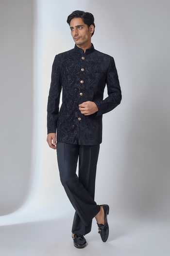 Salil Bhatia Embellished Velvet Bandhgala 