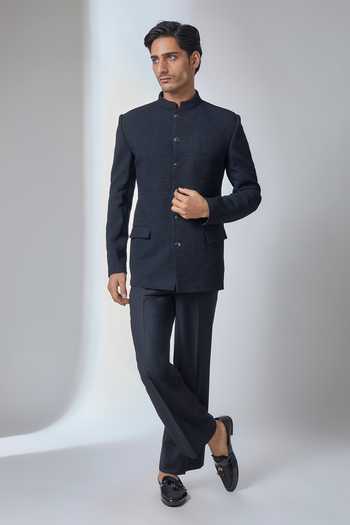 Salil Bhatia Jacquard Pattern Bandhgala 