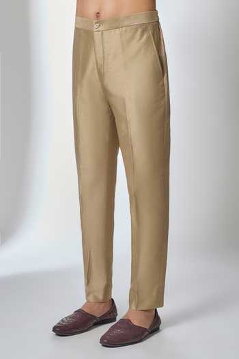Salil Bhatia_Gold , Satin, Modal, Chanderi Zari Embellished Sherwani Set _Online_at_Aza_Fashions
