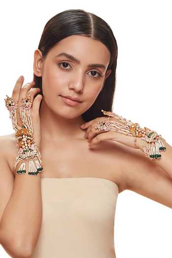 Buy_Raabta By Rahul_Pink Mangala Pair Of Hathphools _Online_at_Aza_Fashions