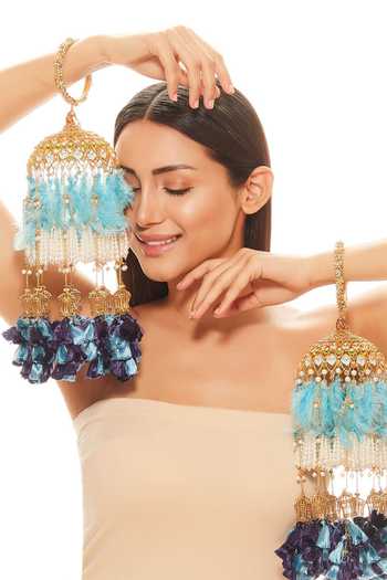 Raabta By Rahul Royal Blue & Firoza Peacock Pair Of Kaleeras 