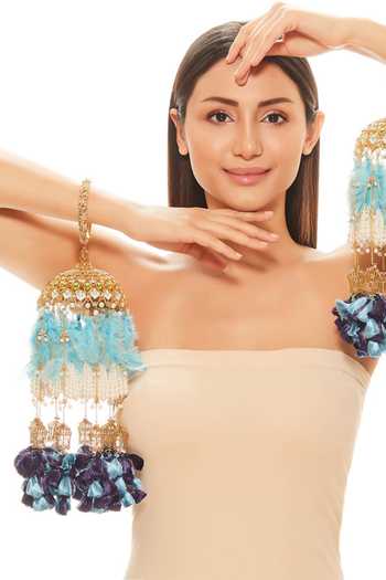 Raabta By Rahul Blue Royal And Firoza Peacock Pair Of Kaleeras Online at Aza Fashions Raabta By Rahul_Blue Royal And Firoza Peacock Pair Of Kaleeras _Online_at_Aza_Fashions