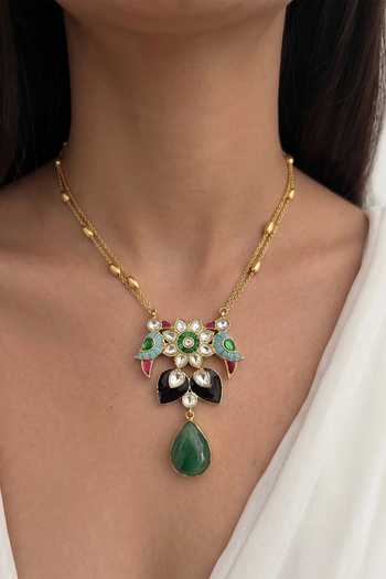 Prestones Parrot Embellished Pendant Necklace Set 