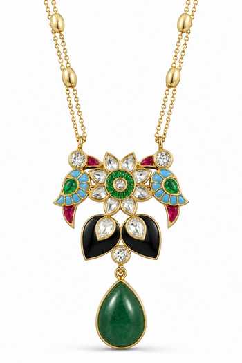Prestones Parrot Embellished Pendant Necklace Set 