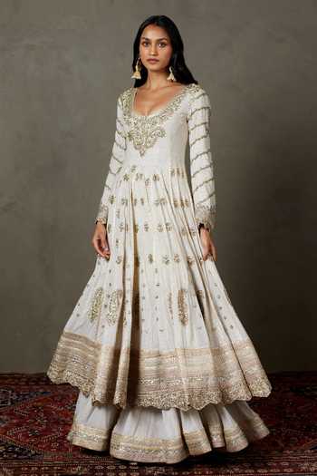 RI.Ritu Kumar Dori Embroidered Anarkali Gharara Set 