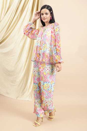 Ewoke Lemon Burst Print Flared Top With Pant