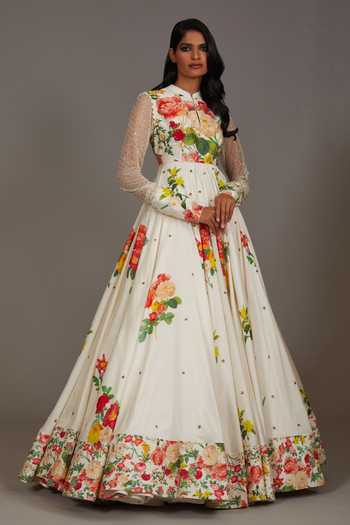 Rohit Bal Blossom Print Anarkali With Dupatta 