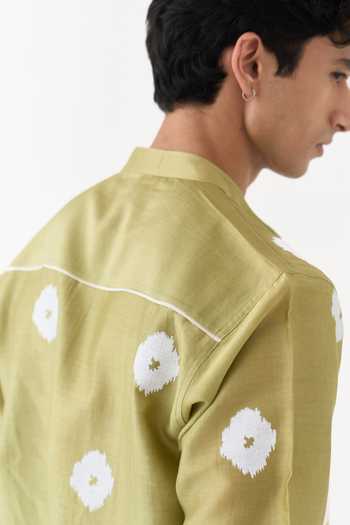 Buy Three Green Chanderi, Twill Block Print Shirt And Pant Set Online at Aza Fashions Buy_Three_Green Chanderi, Twill Block Print Shirt And Pant Set _Online_at_Aza_Fashions